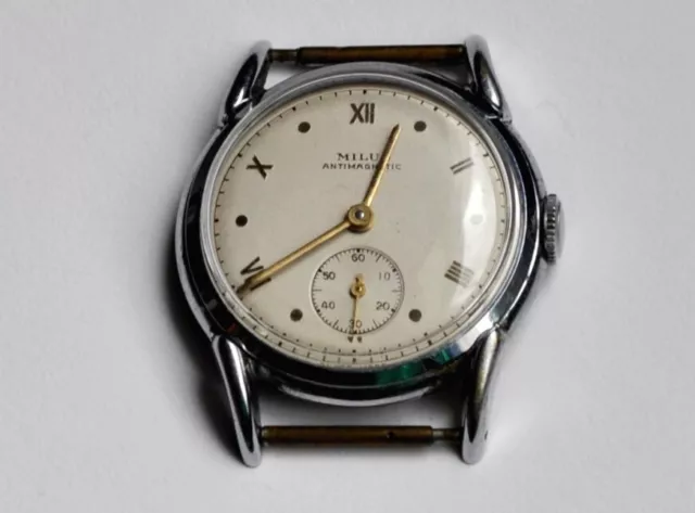 MILUS Swiss 1940s? Antimagnetic Wristwatch, No Strap, 15 Jewels - Working - VGC