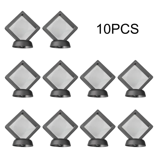 XiXiRan Cadre flottant transparent 3D, 6 présentoirs pièces de collection, vitrines carrées boîte pour bijoux, échantillon, colliers, boucles d'oreilles, anneaux, médaillons, pierres (noir, blanc