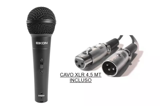 Eikon Dm800 Microfono Per Karaoke Gelato A Mano Microfono Per Voce + Cavo Audio