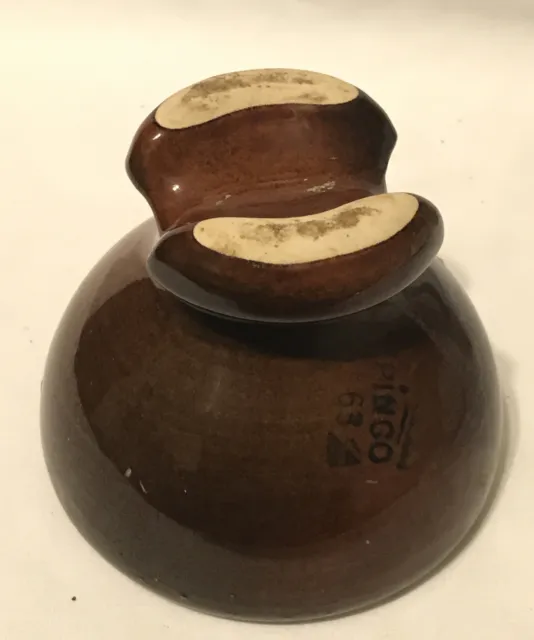 Vintage Brown PINCO 63 Porcelain Insulator 3