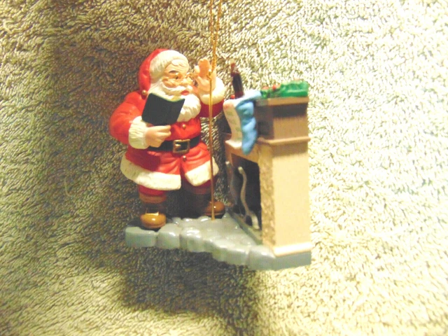 1995-96 Coca-Cola Santa Christmas Ornament "Dear Santa At Fireplace"  #E