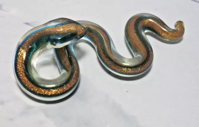 Vintage Handblown Art Glass Snake Figurine Hand Crafted Miniature Collectible 2