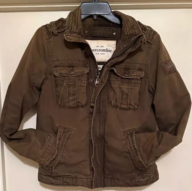 Abercrombie & Fitch Youth Large Elk Lake Jacket Flannel Lined Army Olive Green