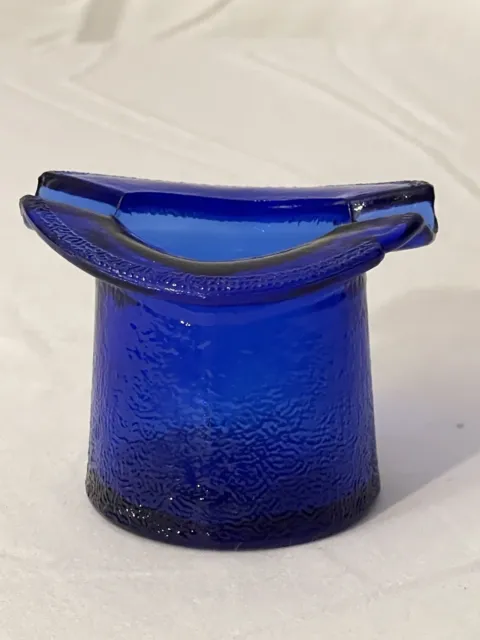 Vintage 1950's Cobalt Blue Glass Top Hat Ashtray Tobacco Toothpick MCM