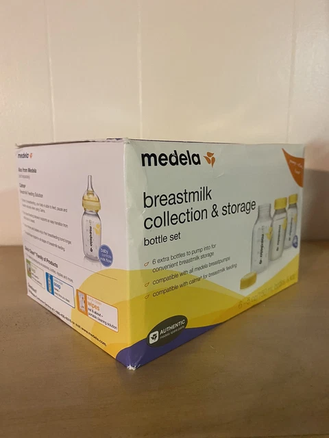 New Medela 6-pack 5 oz Breast Milk Collection Bottles w/ Lids + 1 Micro-Stem Bag