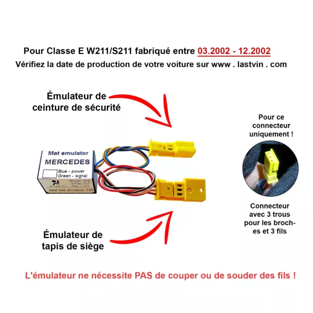 Siège Tapis Occupation Émulateur diagnostic pour 2002 Mercedes E W211 S211