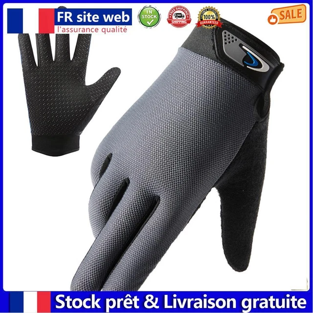Full Finger Men Gloves Touch Screen Mesh Sports Cycling Hand Gloves (Grey) fr