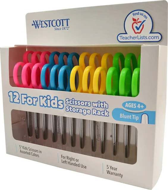 Westcott Right- & Left-Handed Scissors For Kids, 5’’ Blunt Safety Scissors