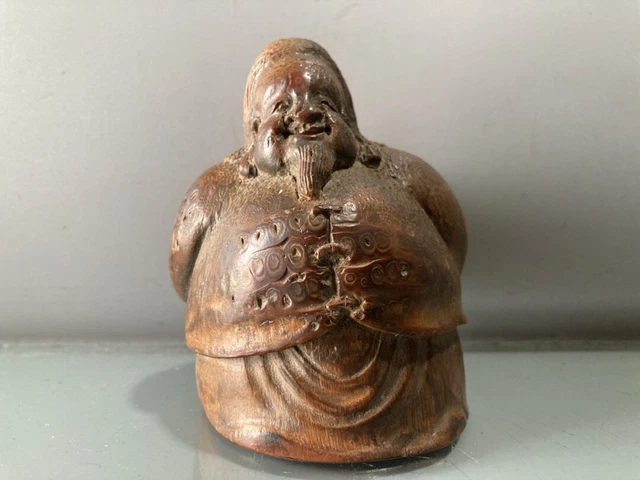 Collection Antique Vintage Chinese Old Bamboo Carved Old Man Figure Statue Art