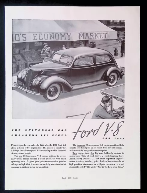 Print Ad 1937 Ford V8 Split Window Outdoor Market