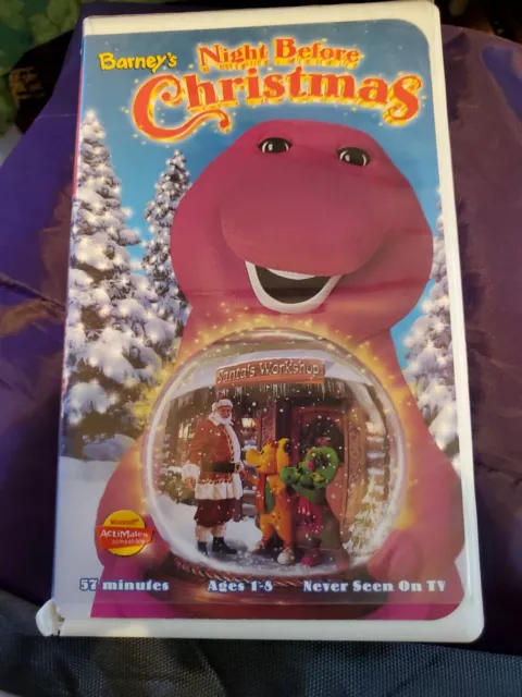 BARNEY'S NIGHT BEFORE Christmas (VHS Video, 1999) Barney Purple Dinosaur $5.00 - PicClick
