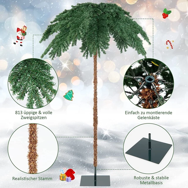 180CM KÜNSTLICH PALME Weihnachtsbaum Kunstbaum beleuchtet mit 250 LED