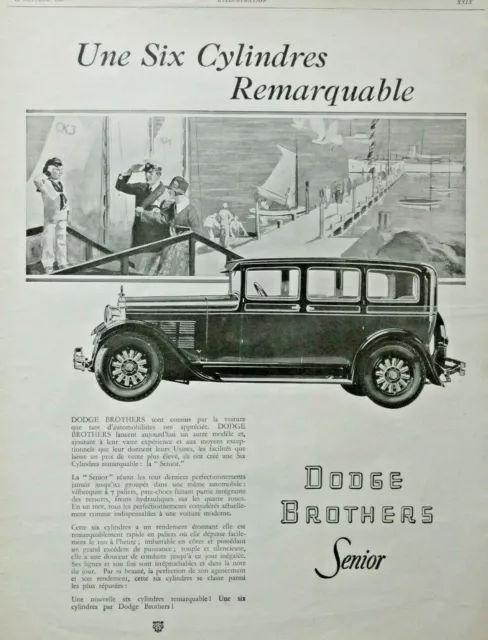 Publicité De Presse 1927 Dodge Brothers Senior Une Six Cylindres Remarquable