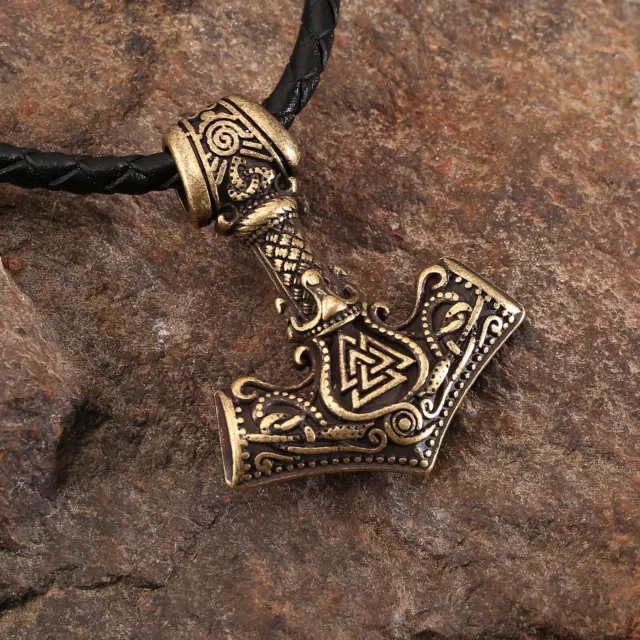 Men's Vintage Stainless Steel Norse Viking Thor Hammer Mjolnir Pendnt Necklace