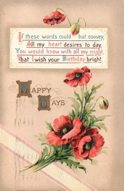 VINTAGE POSTCARD 1912 Happy Days Birthday Greetings and Wishes Message ...