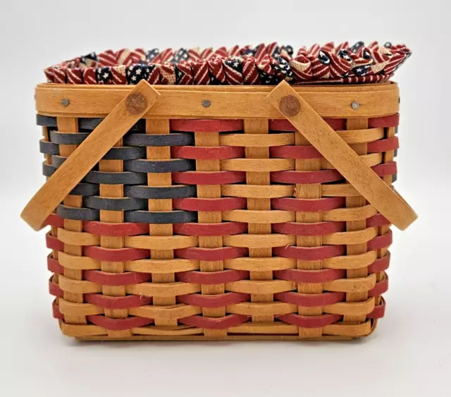 2002 Longaberger Small USA FLAG Basket w/Liner & Protector ~ Collectors Club