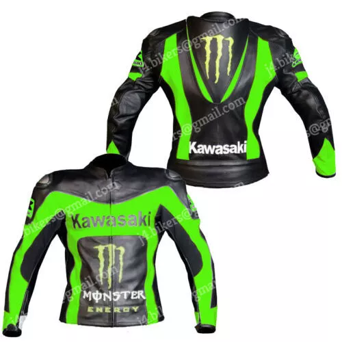 KAWASAKI Veste Motard en Cuir Veste en Cuir de Motard Veste en Cuir de Moto 54