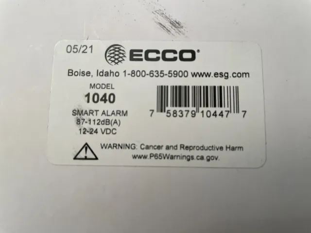 ECCO Smart Alarm Model 1040 Self Adjusting Back-up 87-112dB(A) 12-24 VDC