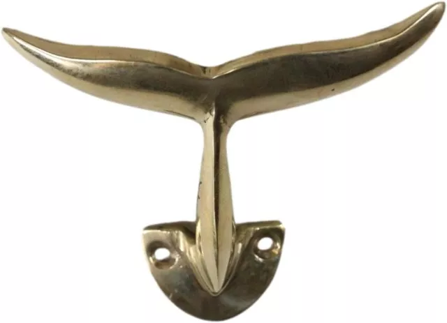 Solid Brass Whale Tail Wall Hook Towel Hanger Nautical Beach House Home Decor