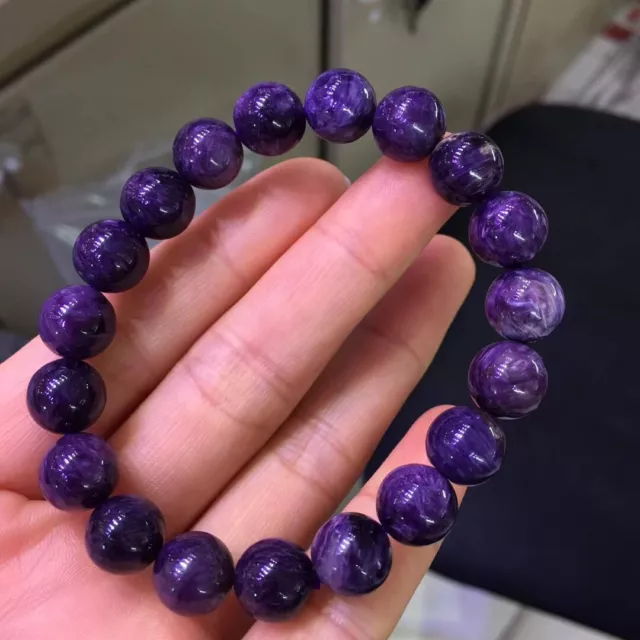 10mm Top Quality Natural Purple Charoite Crystal Gems Beads Bracelet AAA