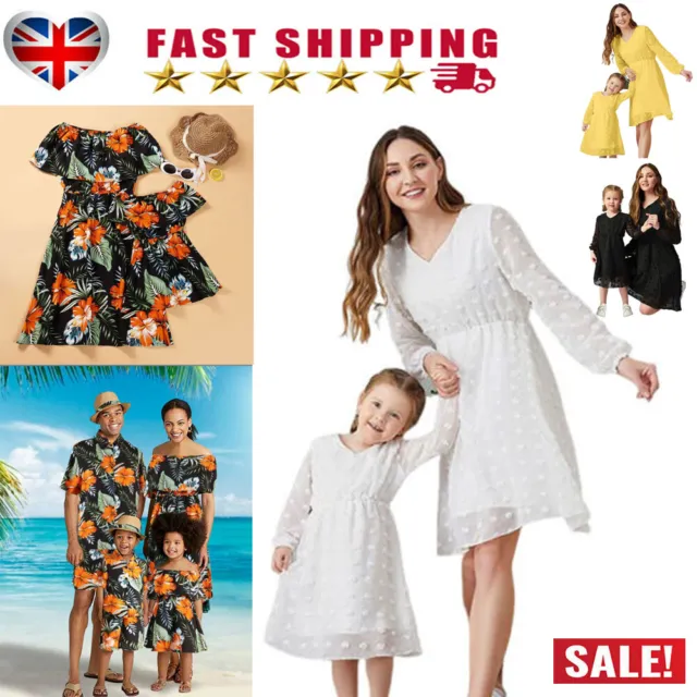 Family Floral Matching Mother Daughter Dad Boy Girl Ruffle Party Dress Outfits