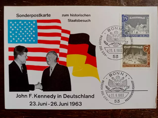 Sonder-Postkarte J. F. Kennedy in Deutschland 23. Juni-26. Juni 1963