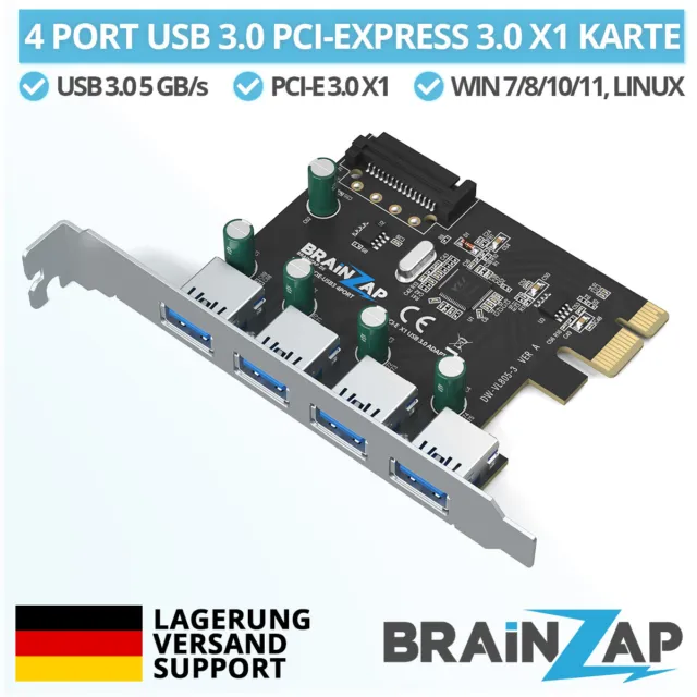 4 Port USB 3.0 / 3.2 PCI-E Adapter Karte PCI-Express x1 Erweiterungskarte PCIe