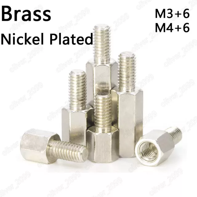 Male-Female Brass Nickel Plated Hex Column Standoff Support Spacer M3 M4