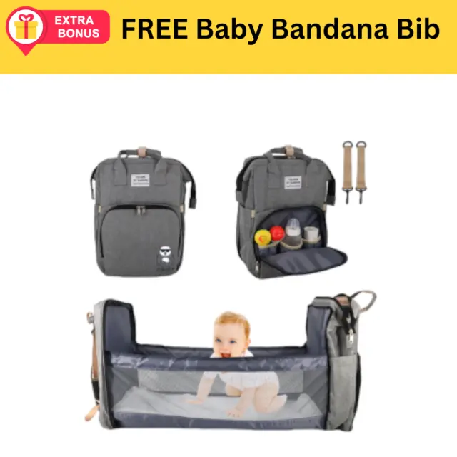 Waterproof 3 in 1 Baby Diaper Bag Backpack with Bassinet Changing Station Travel