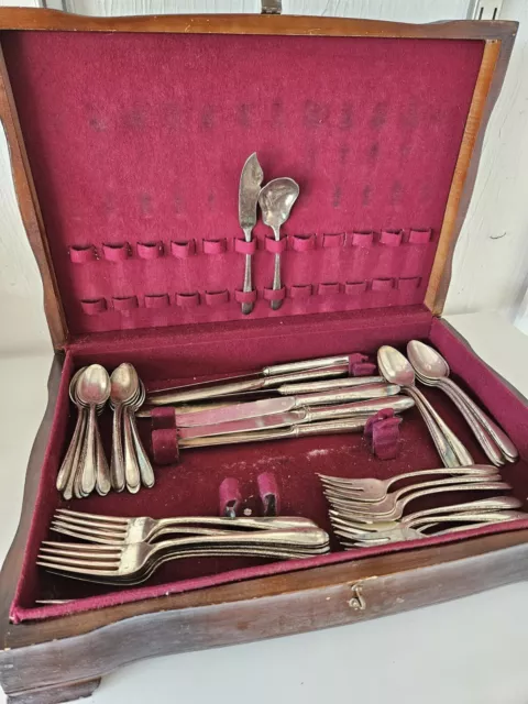 Vintage Gorham Plate Pat 1940 Silver Plated Flatware Set of 46 w/ Wooden Box