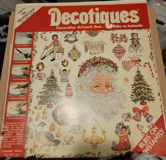 Vintage Merry Christmas Decotiques transfer sheet - Used