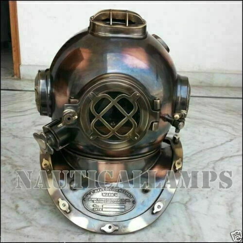 CASQUE DE PLONGÉE MORSE Vintage US Navy Mark V Scuba en acier massif et