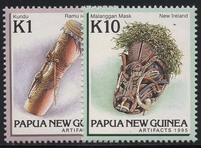 Papua Neuguinea 1995 Kunsthandwerk, Trommel, Maske 744/45 postfrisch