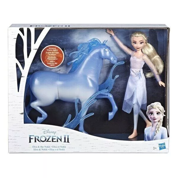 Disney Frozen 2 Nokk Horse and Elsa Doll Pack Long Hair Eaters Gift Present