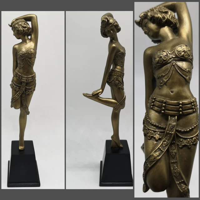 1x Past Times Art Deco Resin Female Figurine On Plinth Christmas Gift