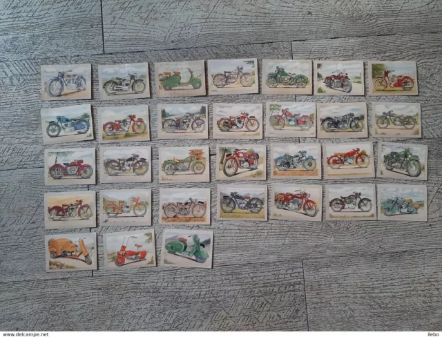 31 chromos images motos  superchocolat jacques  album  peugeot belgian cusham ..