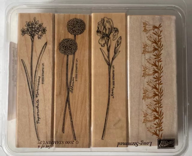 Wood mounted stamp set lot stampin up +other  lot long stemmed Christmas etc