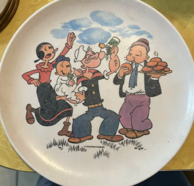 Vtg POPEYE MELMAC Childrens DINNERWARE PLATE Sweet Pea Olive Oyl Wimpy