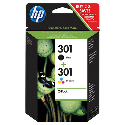 HP 301 Black & Colour Ink Cartridges For HP ENVY 4504 AiO Printer (A9T88B)