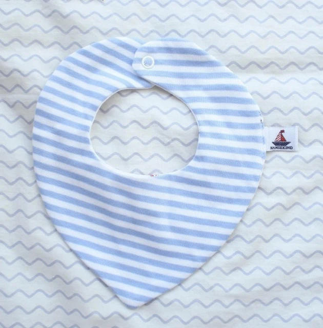 HANSEKIND Baby Wende Halstuch hell blau gestreift Dreiecks Spuck Tuch Lätzchen