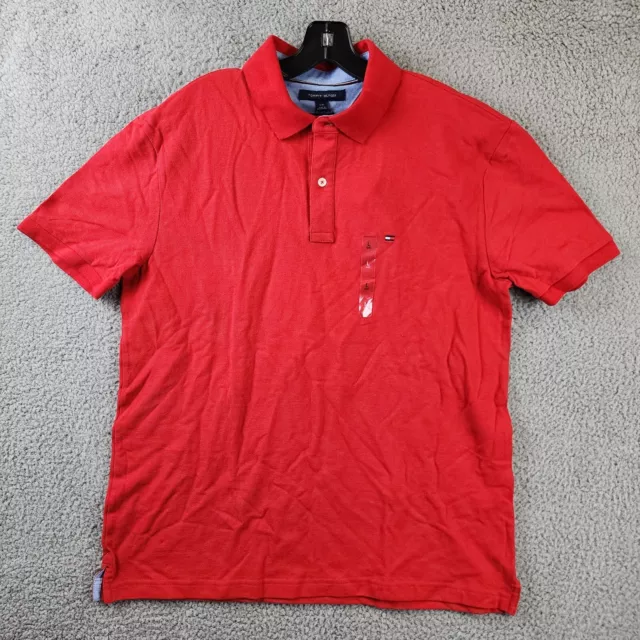Tommy Hilfiger Custom-Fit Ivy Polo Men's L Regal Red Two Button Placket S/S