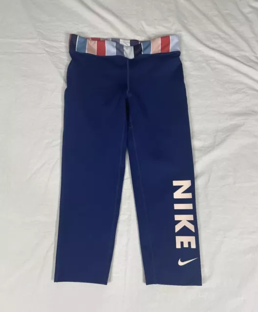 Nike Girl Blue Athletic Compression Leggings Size L