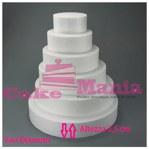 Base Per Torta Finta In Polistirolo - Rotonda, Diametro 35 Cm, Altezza 5 Cm
