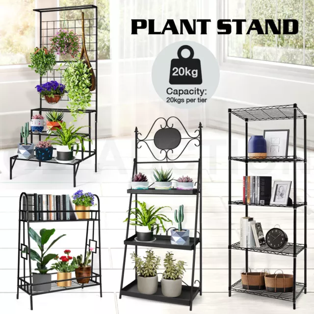 Metal Plant Stand 2/3/5-Tier Rack Flower Pot Shelf Garden Indoor Outdoor Display