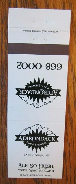 Adirondack Brewery Brew Pub Matchbook Matchcover (Lake George, New York) -E1 2