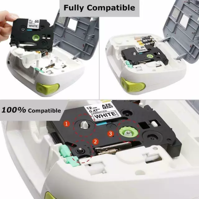 Compatible TZ TZe Label Tape Laminated for Brother P-Touch 6/9/12/18/24/36MM 2