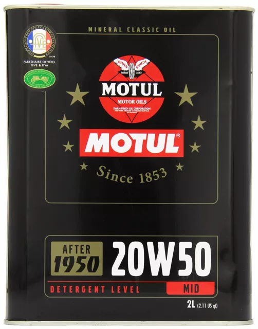MOTUL 2Lt Aceite Motor Coche Históricas 20W50 Mineral De 1950 Al 1970 Api Sf /