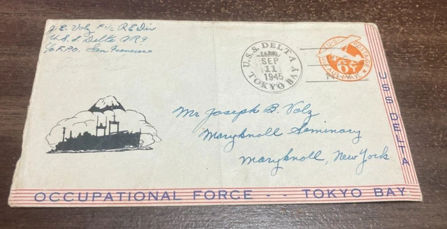 Kappys Usa Sept 11 1945 U.s.s. Delta Tokyo Bay Occupational Force Cover  Bv82