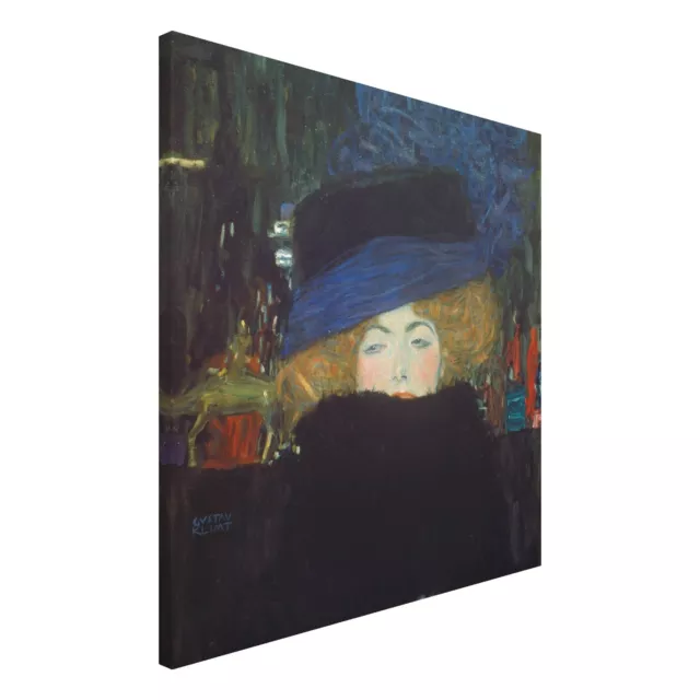 Leinwandbild Wandbild Bild Canvas Druck Gustav Klimt Dame mit Hut und Federboa