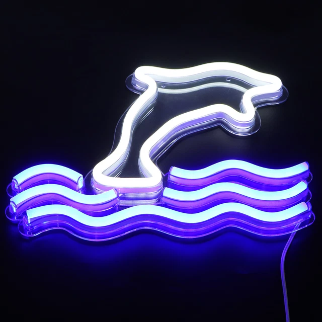 LT Neon Light Dolphin‑Shape USB Powered Night Lamp Kids Room Bar Restaurant